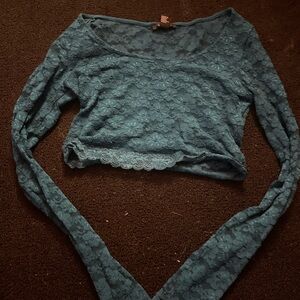 Forever 21 Teal Lace Crop Top